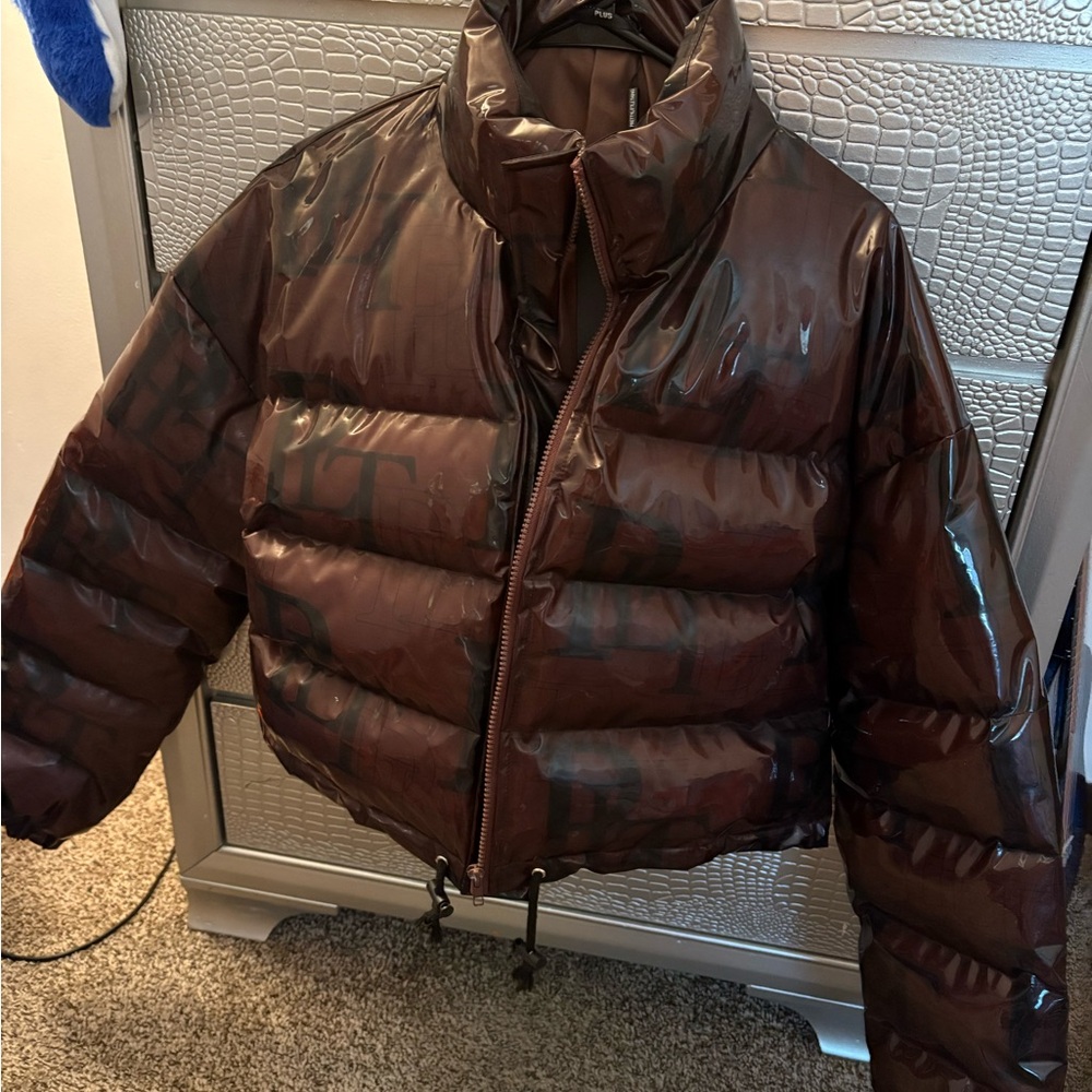 Glossy Brown Puffer Jacket
